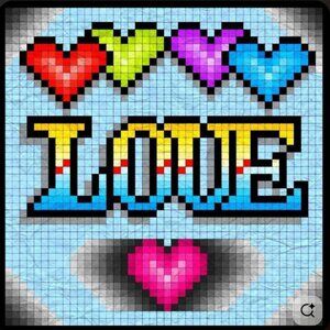 ombre Love with hearts perler bead art